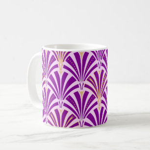 Caneca De Café Padrão do ventilador Art Deco - roxo e orquídea