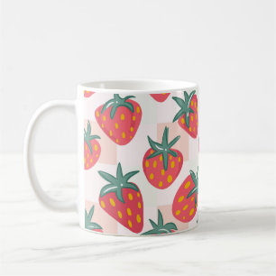 Caneca De Café Padrão Doce de Morango Pastel – Xadrez Macio