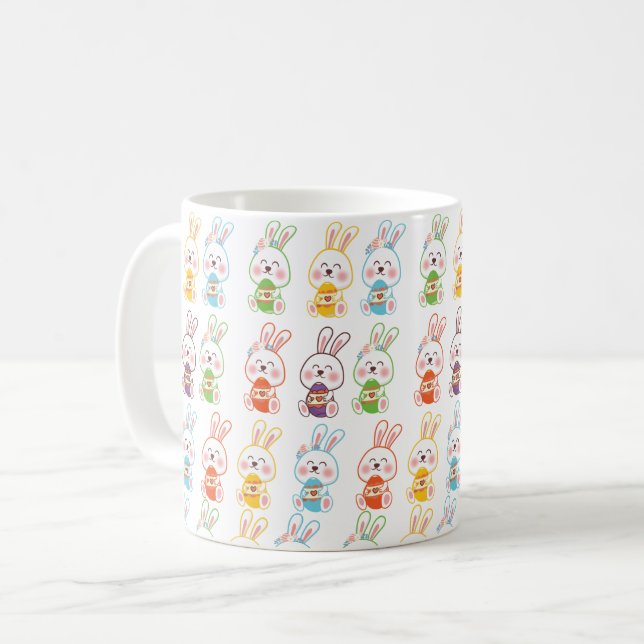 Caneca De Café Padrão dos coelhos do dia da páscoa (Frente Esquerda)