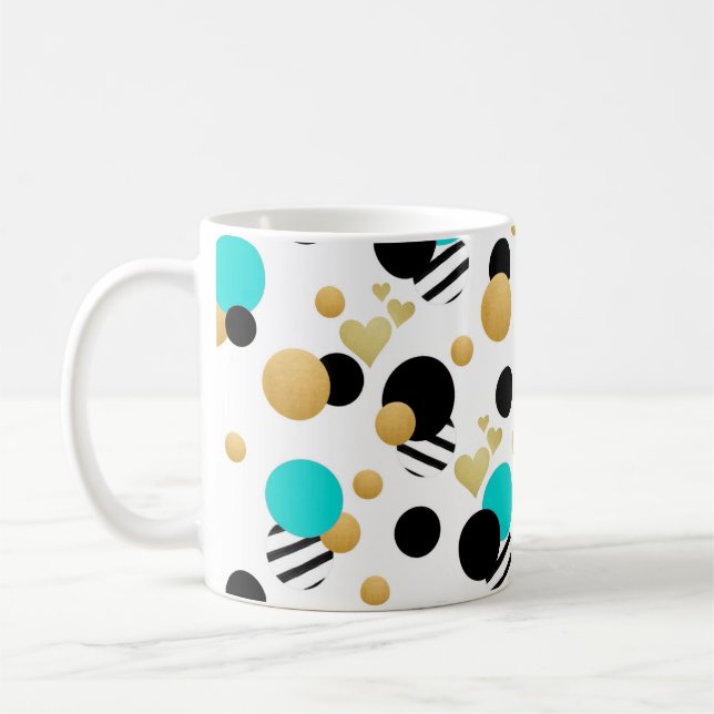 Caneca De Café Padrão Dourado de Abstrato preto simples e preto s (Esquerda)