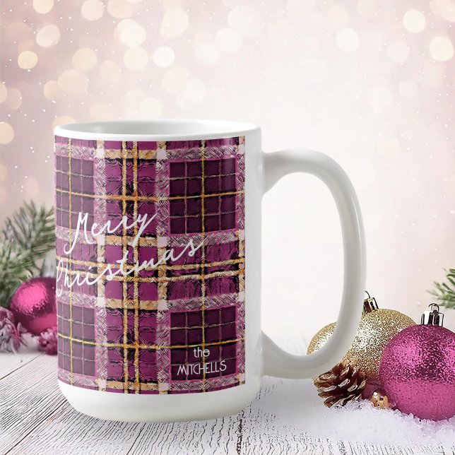 Caneca De Café Padrão Dourado de Natal magenta nº 7 ID1009 (Criador carregado)