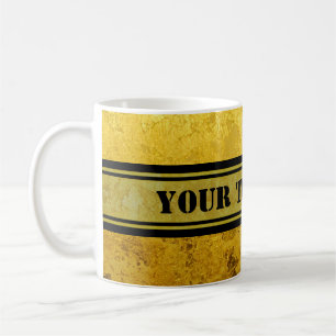Caneca De Café Padrão DOURADO PURO / folha dourada + texto