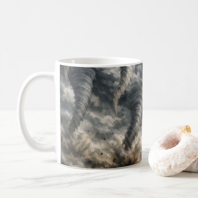 Caneca De Café Padrão Dramático de Tempestade de Tornado (Com Donut)