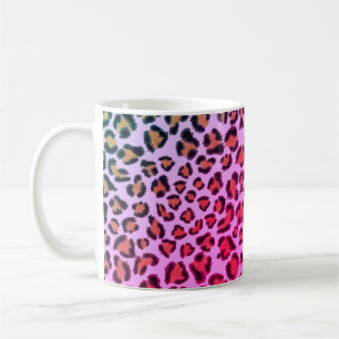 Caneca De Café Padrão elegante de chita-leopardo-rosa e laranja