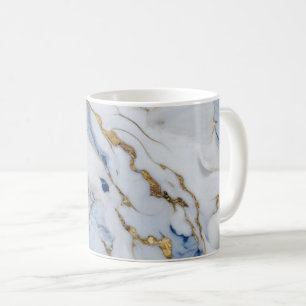 Caneca De Café Padrão elegante de granito branco de ouro azul