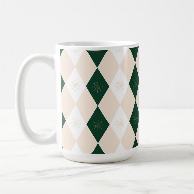 Caneca De Café Padrão Elegante de Harlequin de Natal com Floco de (Esquerda)