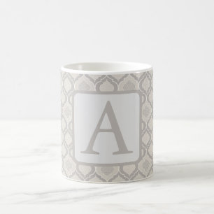 Caneca De Café Padrão Elegante de Trellis marroquina em tons neut