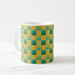 Caneca De Café Padrão elegante em verde e ouro