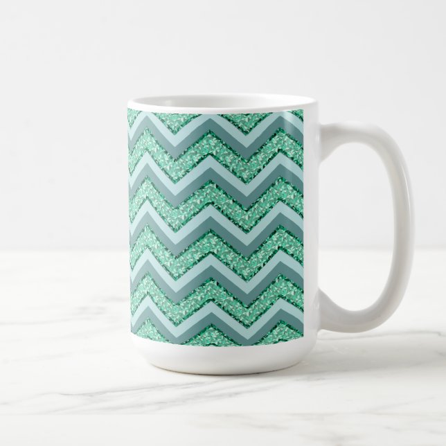 Caneca De Café Padrão Emerald Chevron Facultado (Direita)