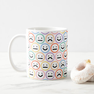 Caneca De Café Padrão Emoticon de Rosto Colorido Bonito