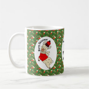 Caneca De Café Padrão Engraçado do Natal Llama Personalizado
