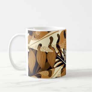 Caneca De Café Padrão Escuro das Folhas Tropicais Brilhantes