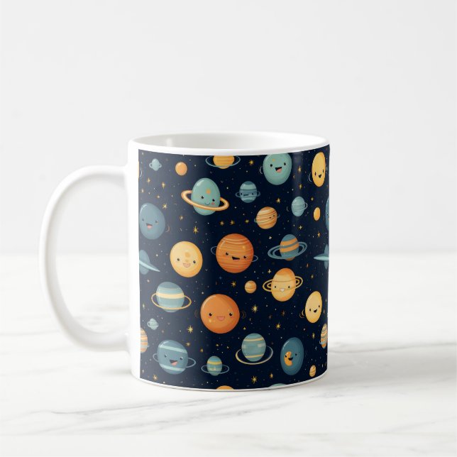 Caneca De Café Padrão espacial engraçado (Esquerda)
