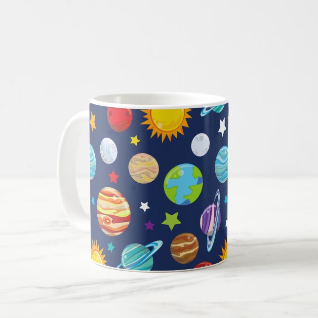 Caneca De Café Padrão Espacial, Planetas, Estrelas, Cosmos, Galáx (Frente Esquerda)
