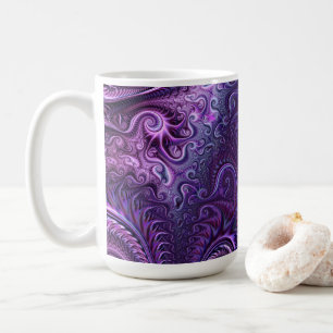 Caneca De Café Padrão Espiral abstrato Colorido Lilac e Violeta