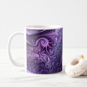 Caneca De Café Padrão espiral violeta e lilás coloridas abstrato