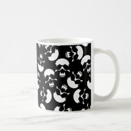 Caneca De Café Padrão estético do crânio preto e branco escuro