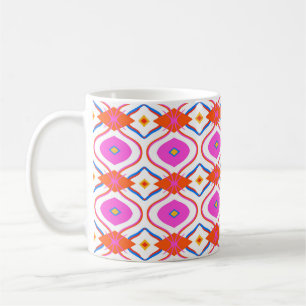 Caneca De Café Padrão étnico em cor rosa forte com árabe, T
