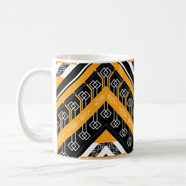 Caneca De Café Padrão étnico-oriental geométrico clássico tradici (Esquerda)