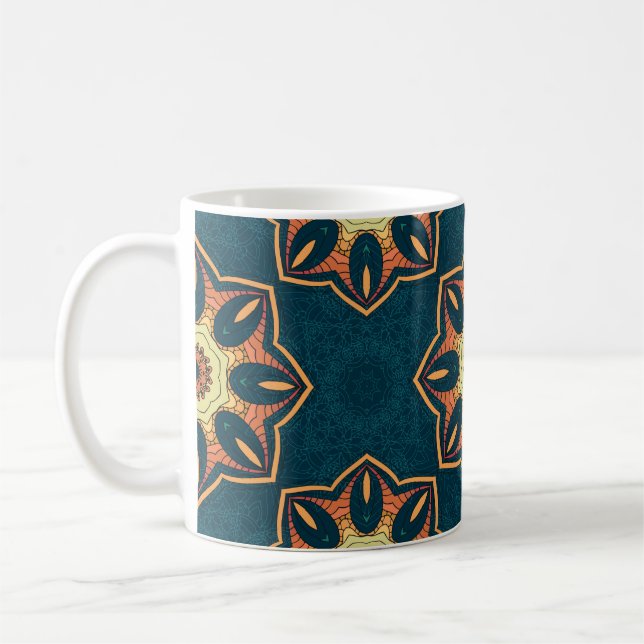 Caneca De Café Padrão étnico uniforme com mandala. ilustração (Esquerda)