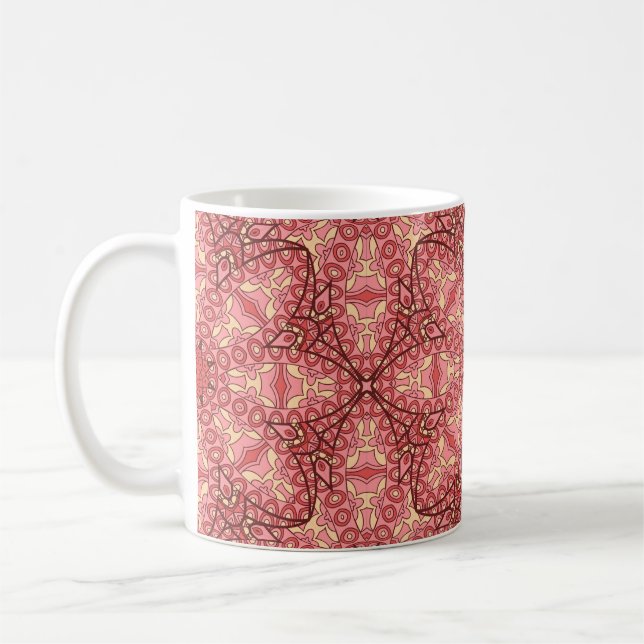 Caneca De Café padrão étnico uniforme de abstrato flor mandala (Esquerda)