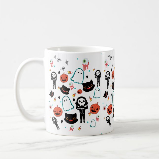 Caneca De Café Padrão Fantasma do Fantasma do Halloween (Esquerda)