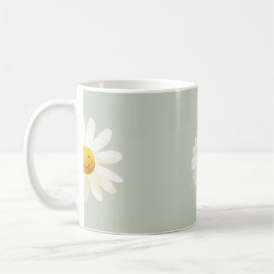 Caneca De Café Padrão Feliz de Margarida Sorridente e Fofa Primav