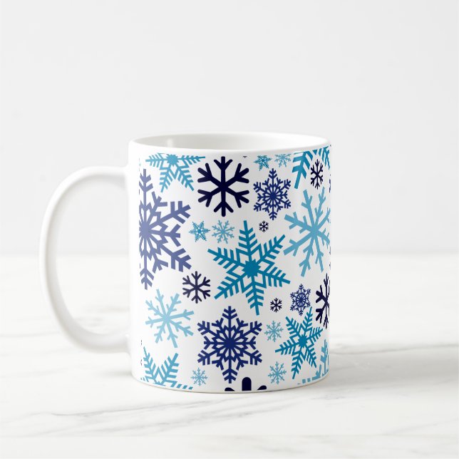 Caneca De Café Padrão Feliz Natal Floco de Neve (Esquerda)