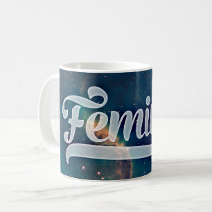 Caneca De Café Padrão Feminista da Galáxia Espacial