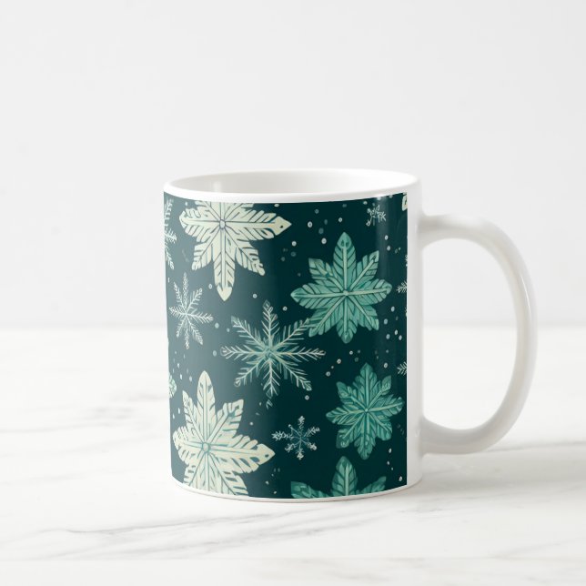 Caneca De Café Padrão Festivo Verde Amarelo Fresco Fresado Fresco (Direita)