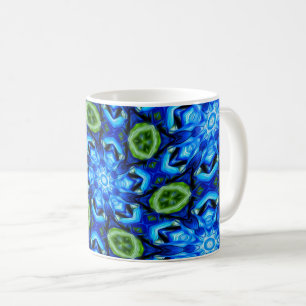Caneca De Café Padrão Floral abstrato Azul
