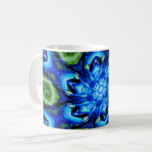 Caneca De Café Padrão Floral abstrato Azul