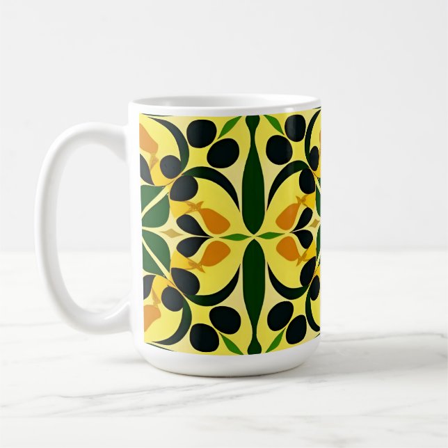 Caneca De Café Padrão Floral Abstrato Colorido (Esquerda)