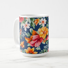 Caneca De Café Padrão Floral Amarelo de Verão