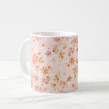 Padrão Floral Aquarela Rosa Corado