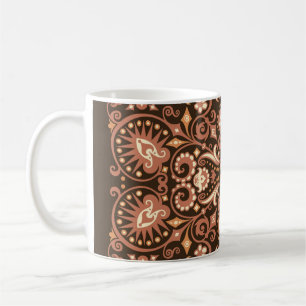 Caneca De Café Padrão Floral Árabe Invisível. Estilo Art Deco 