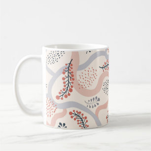Caneca De Café Padrão floral artístico, decoração ornamental do o