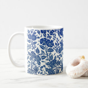 Caneca De Café Padrão Floral Azul