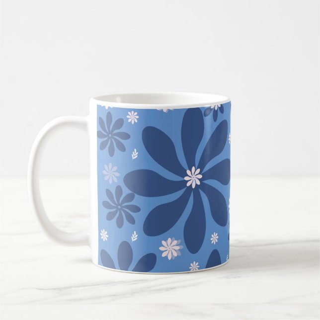 Caneca De Café Padrão Floral Azul - Acesso ao Na moda (Esquerda)