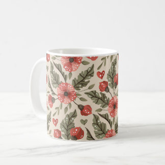Caneca De Café Padrão Floral Bohemian