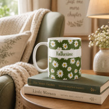 Padrão Floral Boho Daisy Verde