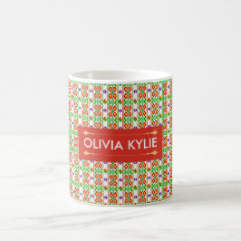 Caneca De Café Padrão Floral Boho Moderno de Bordado Cruzado Sem