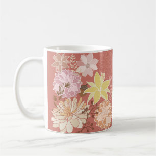 Caneca De Café Padrão Floral Boho Rústico