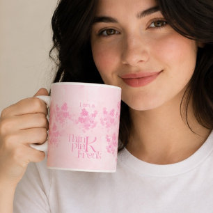 Caneca De Café Padrão Floral Boho Think Pink em Aquarela
