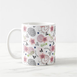 Caneca De Café Padrão Floral Bonito