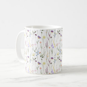 Caneca De Café Padrão Floral bonito de Flores Selvagens