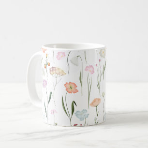 Caneca De Café Padrão Floral bonito de Flores Selvagens