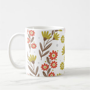 Caneca De Café Padrão floral bonito, fundo sem costura.