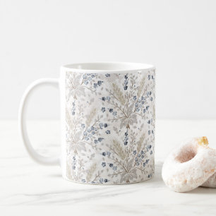 Caneca De Café Padrão Floral Botânico Boho Neutro Suave de Primav