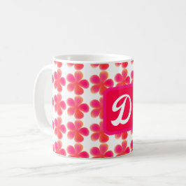 Caneca De Café padrão floral botânico monograma elegante mínimo
